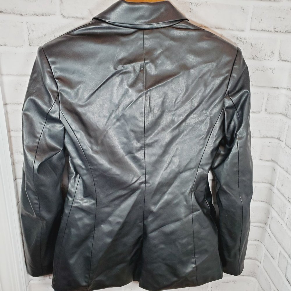 zara faux leather blazer size small black nwt - Picture 6 of 6